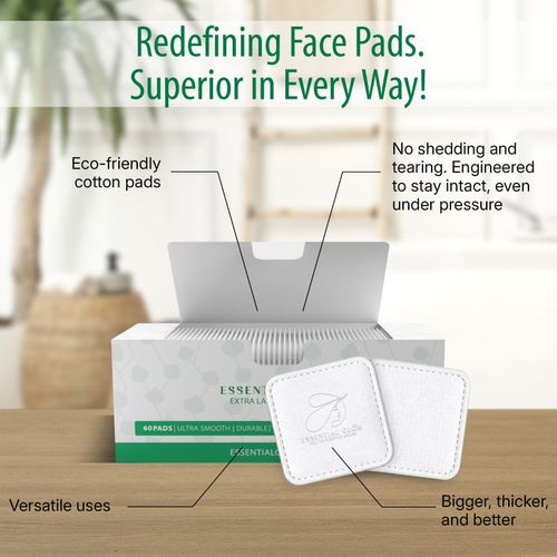 XL Organic Cotton Wool Face Pads, Makeup Remover, Baby Pads, Triple Layered, 60c — image 4