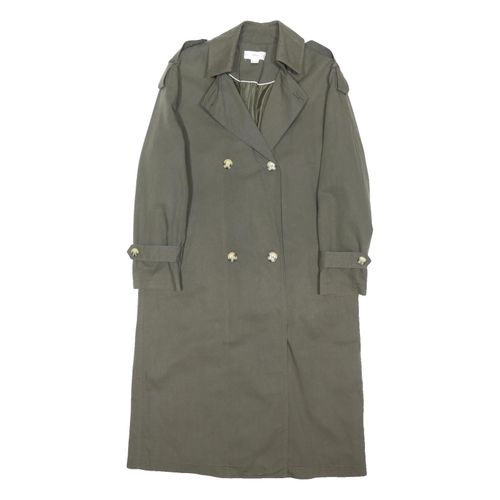 MNG Womens Green Double Breasted Long Cotton Blend Button Jacket XS — image 1