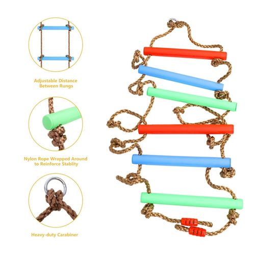 Kids Outdoor Climbing Ladder Frame Swinging Rope Ladder Garden Fun Activity Toy — image 7