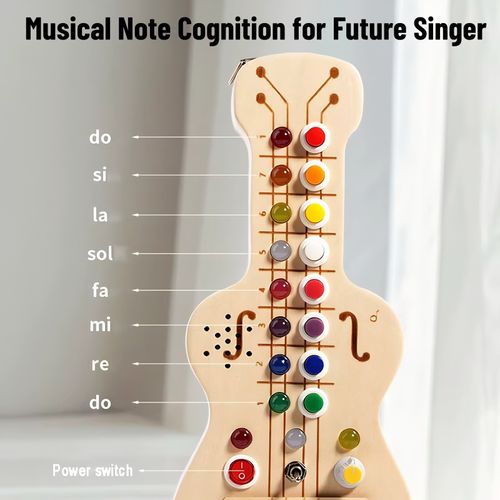 Wood Guitar Musical LED Light Montessori Switch Toy Busy Board Sensory Toys Gift — image 6
