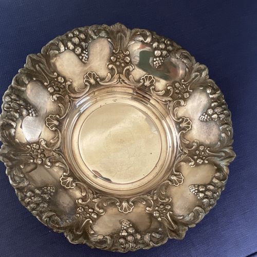 ALCOR Silver Plate Repousse Grape Pattern Serving Tray Platter — image 1