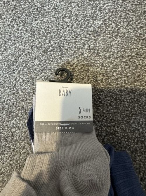 George Asda Brand New baby Socks 6-12 Months 5 Pack