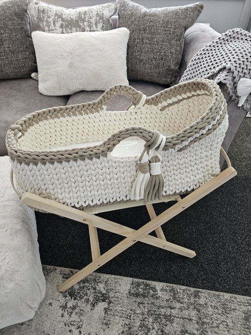 Handmade Crochet Baby Moses Basket Made to Order & Personalised Base Any Colour! — image 6