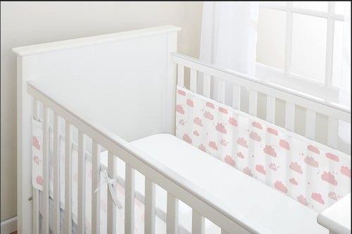 BreathableBaby, Classic 3mm Breathable Mesh Fits Solid End Cots, Pink Clouds