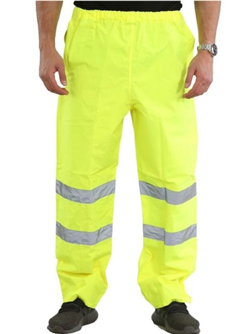 Mens Hi Vis Work Over Trousers Waterproof Safety Workwear High Visibility Pants