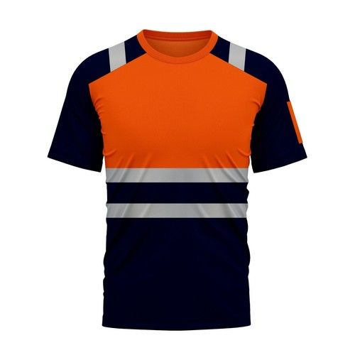 Mens High Visibility Hi Vis Viz Polo T Shirt Safety Security Work Top Two 2 Tone