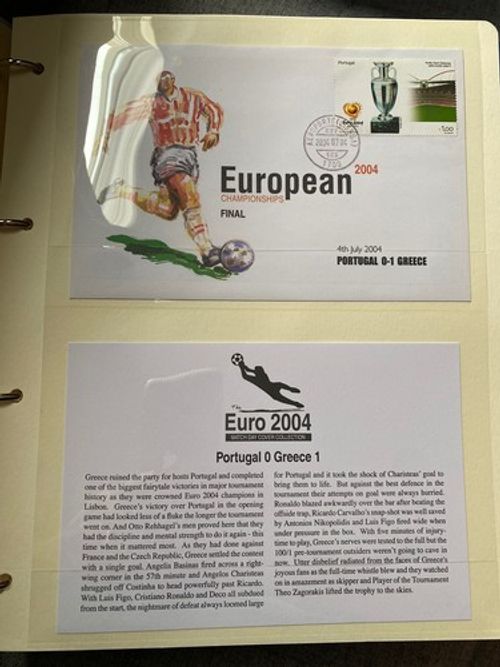 Euro 2004, Match Day Cover Collection. UEFA Stamp Of Approval R-Binder Excellent