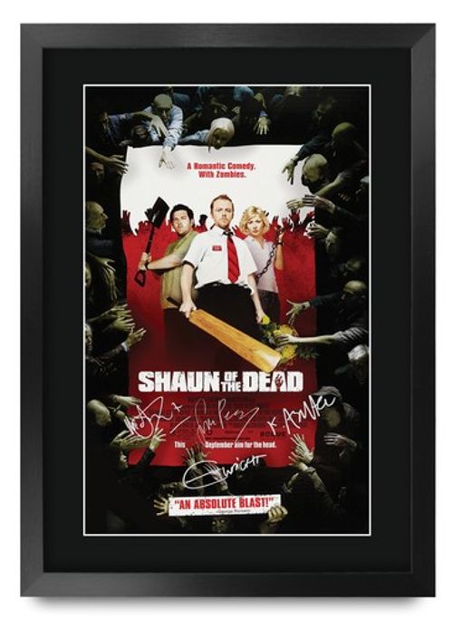 Shaun of the Dead Movie Poster Signed Printed Autograph A3 Framed Memorabilia