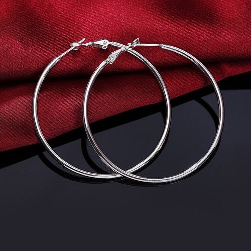 925 Sterling Silver 5cm 6cm 7cm 8cm 9cm 10cm Large Hoop Earrings  UK SELLER