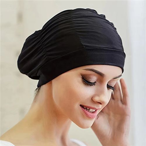 Soft Elastic Swimming Cap Women Long Hair Swim Pool Hat Nylon for Adult Unisex — image 1