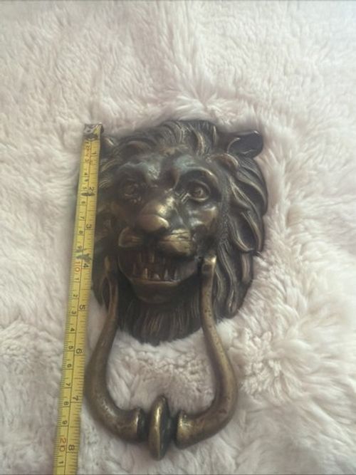 original solid brass large lion head door knocker
