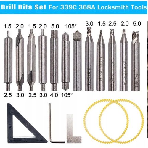 Drill Bits & Cutter Set For 368A Locksmith Tool Vertical Key Machine Spare Parts