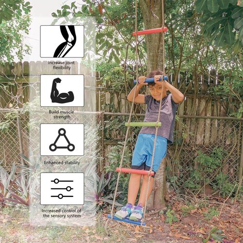 Kids Outdoor Climbing Ladder Frame Swinging Rope Ladder Garden Fun Activity Toy — image 3