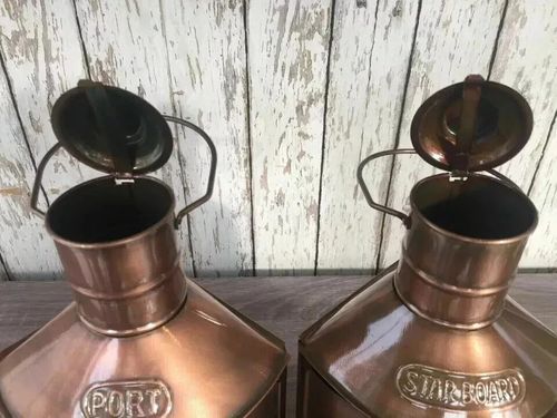 Port & Starboard Lanterns, Nautical Oil Lamps, Antique Brass Finish, Ship Lights — image 3