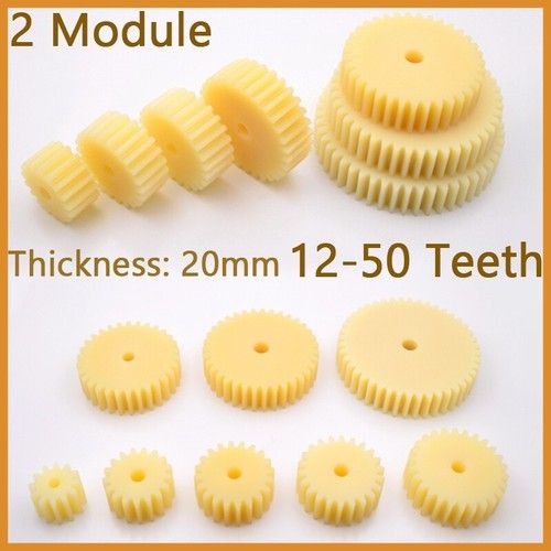 Spur Gears Pinion Gear 2 Mod Nylon Beige Transmission Gear 12-50 Teeth Flat Gear