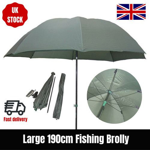 Fishing Umbrella Large Carp Angling Brolly Tilt Top Shelter 190 cm Sun Shade