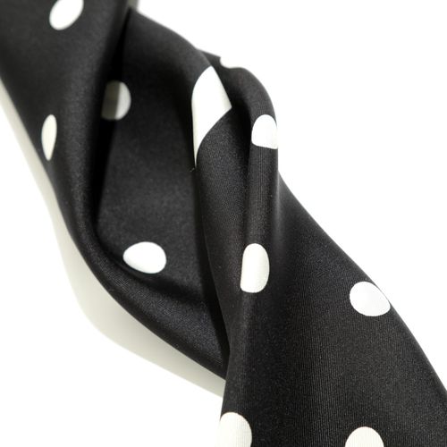 100% silk black and white Polka dot handmade women's silk Square scarf 35" 89cm — image 5