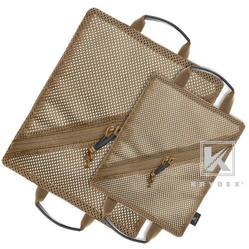 KRYDEX Tactical Mesh Pouch Set Modular Storage Organizer Pockets Coyote Brown