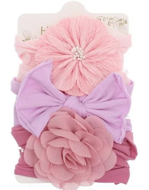 3 PCS Baby Girls Bunny Bows Kids Turban Knot Rabbit Headband Bow Hair bands 