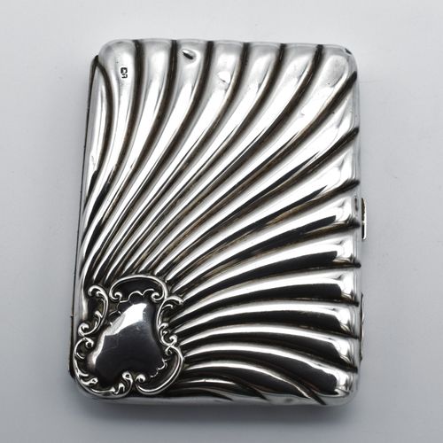 Victorian Solid Silver Aide De Memoir Card Case 1893 Sunbrust Gadrooned — image 1