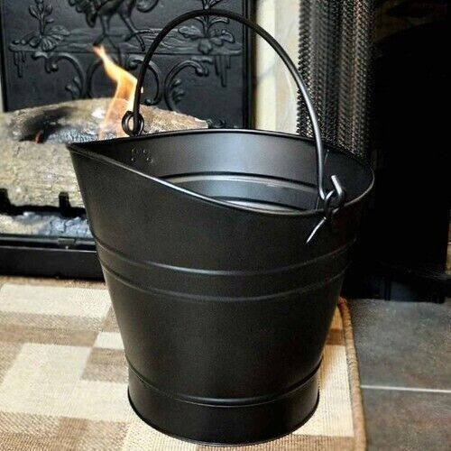 Coal Bucket Fireside Scuttle Black Metal Home Accessory Logs Fuel Ash Kindling