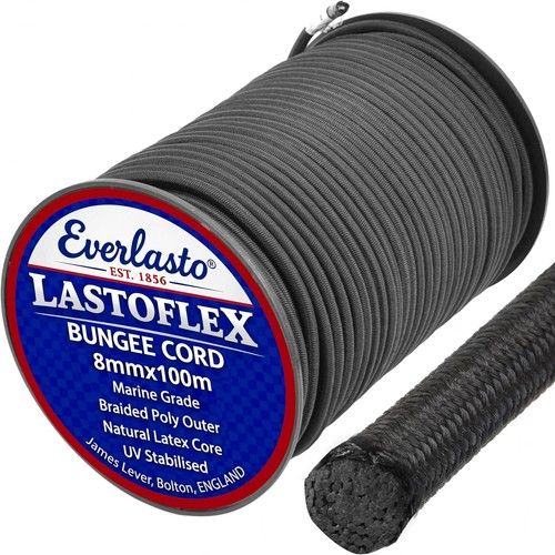 ELASTIC BUNGEE ROPE SHOCK CORD TIE DOWN WHITE BLACK VARIOUS LENGTH / THICKNESS