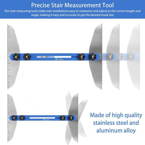 Stair Tread Template Tool Measuring Steps Risers Ruler Adjustable Gauge Jig Kit — image 5