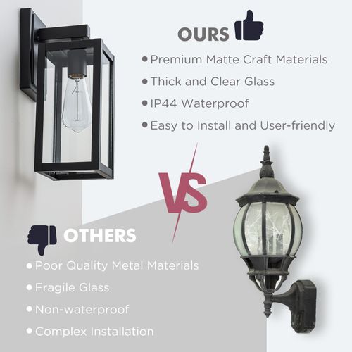 FTL Outdoor Lantern Wall Lights E27 Wall Lantern Porch Light  IP44 Matte, 2Pack — image 6