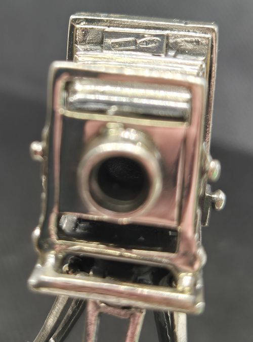 Miniature solid silver vintage  Tripod Camera 925 arezzo italy curio — image 7