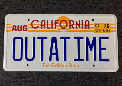 Back to the Future OUTATIME De Lorean prop License Plate Embossed on Aluminium 