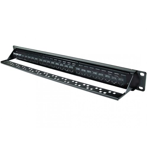1U 24 Port Cat6 Patch Panel In-Line Coupler Ethernet Network Server Feedthrough — image 3