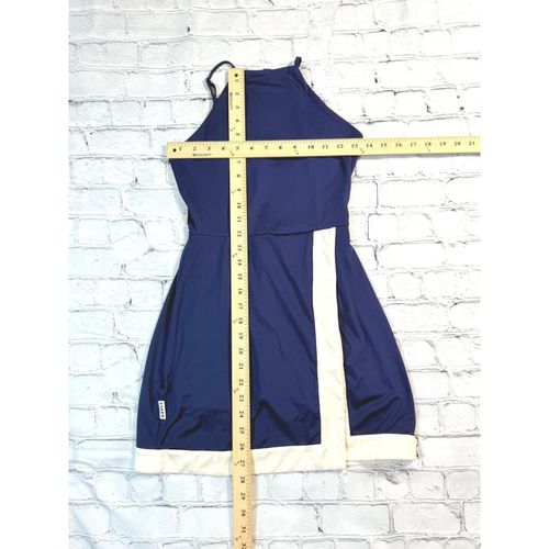STAUD Court Dress XS Navy Blue Cream Trim Active Tennis Mini Skort Romper — image 5