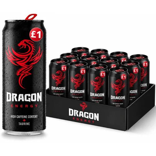 Dragon Energy Red Energy Drink PMP –  Pack of 12 x 500ml – Caffeine & Taurine