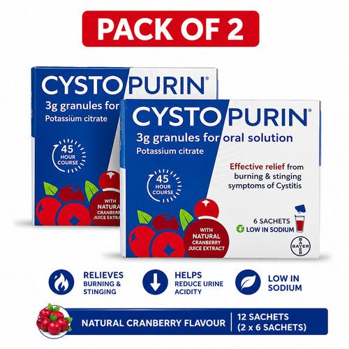 Cystopurin 3g Potassium Citrate Oral Solution 6 Sachets Pack of 2 Cystitis
