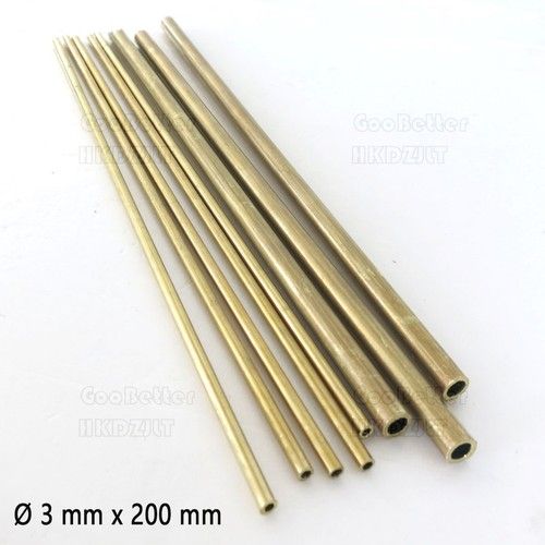 Micro Brass Tube Pipe Hollow Bar Rod Precision Metal Model Materials Ø 3 x 200mm