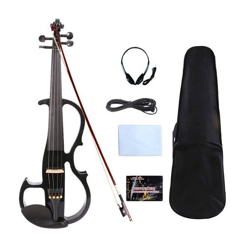 Black Electric Viola 16inch Full Size Solid Wood Ebony Fittings Viola Case Bow