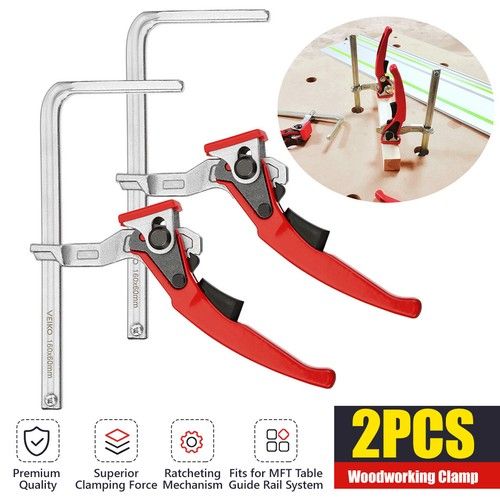 2pcs Alloy Steel Quick Ratchet Track Saw Guide Rail Clamp MFT Table Woodworking