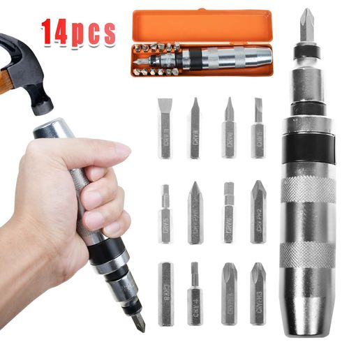 Heavy Duty 1/2" Drive Hand Impact Screw Driver with 13 Impact Screwdriver Bits — image 5