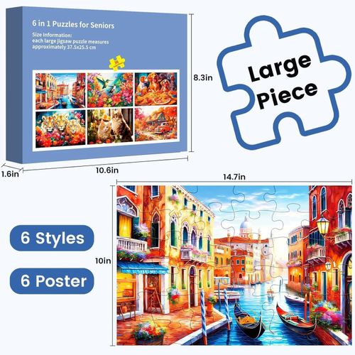 6 Pack 36 Large Piece Puzzle for Adults - Dementia Alzheimer's Products and Acti — image 3