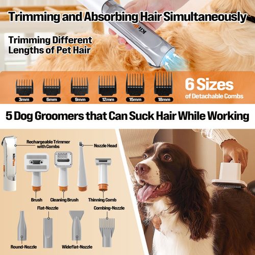 KITPLUS Dog Grooming Pro, 12000Pa Suction, 2L Vacuum, 11 Tools, 5 Dryer level — image 8