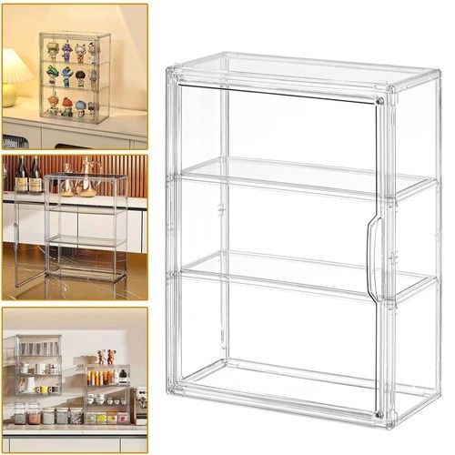 Acrylic Display Case, Clear Display Box with Openable Door, Dustproof Showcase