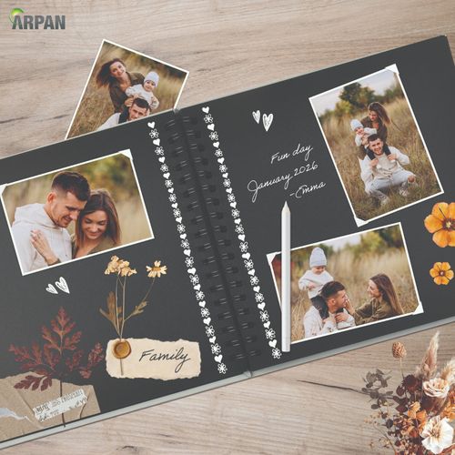 DIY Scrapbook Photo Album Spiral Bound 100 Pages Memory Book with 200 GSM Paper — image 4