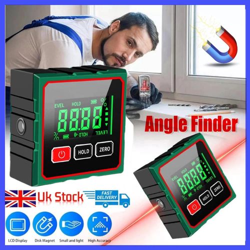 360° Magnetic Digital Angle Gauge Finder With Laser Inclinometer Level Meter UK — image 1