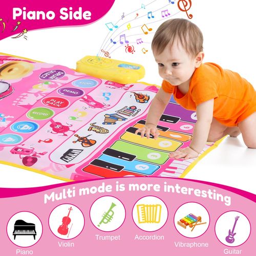 iFunLong Musical Toys Mat for 3 Year Old Girls, 2 in 1 Baby 80 x 58 cm, Pink  — image 3