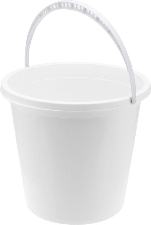 White 10L Plastic Bucket with Silver Handle Polypropylene Cleaning Pail — image 2