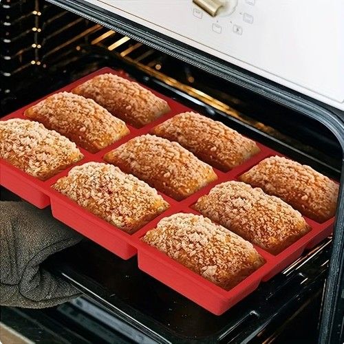 9-Cavity Silicone Mini Loaf Pan Non Stick Baking Mold for Bread Brownies Cakes