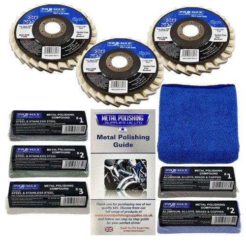 Angle Grinder Metal Polishing Kit Flap Felt Aluminium Alloy Steels 9pc - Pro-Max