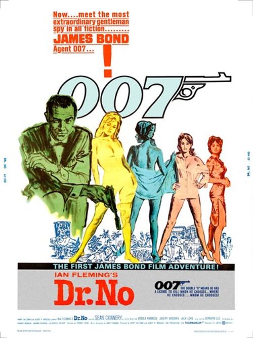 DR. NO (1962) one sheet  30"x40" RARE!  The very first James Bond movie poster!!