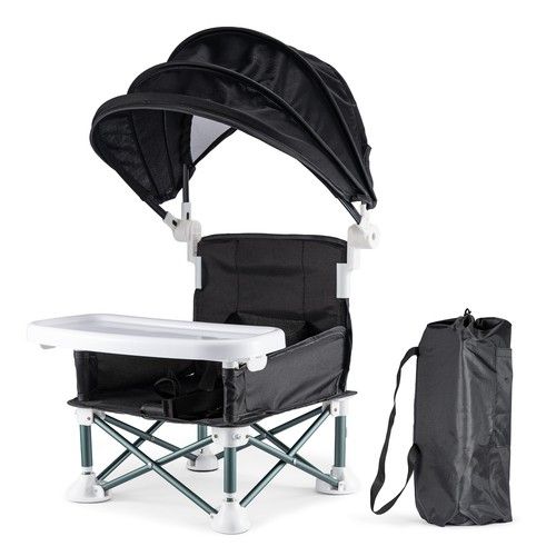 Foldable Portable Baby High Chair with Removable Tray CanopyToddler Feeding Seat