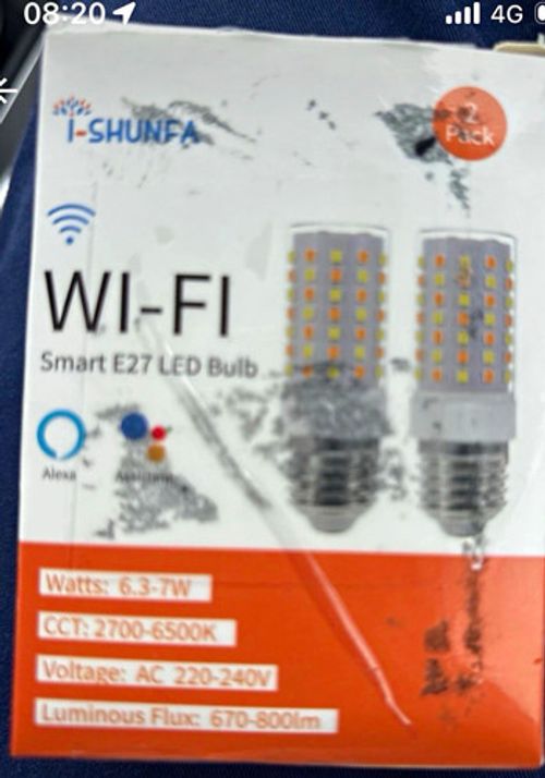 I-SHUNFA Wi-Fi Smart E27 LED Bulb 2 Pack Alexa/Google 6.3-7W 2700-6500K